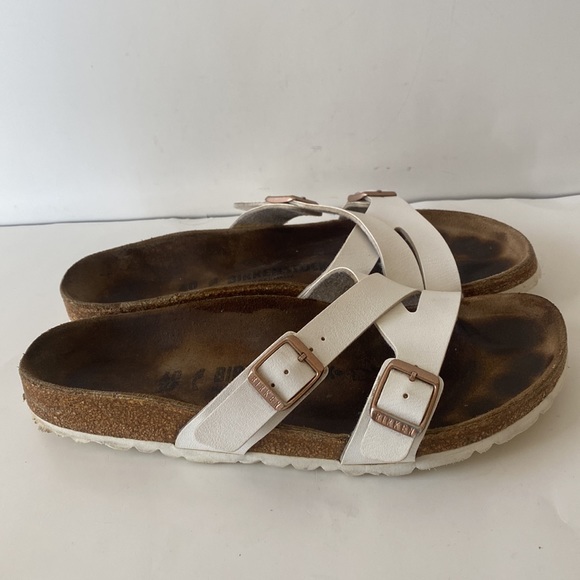 BIRKENSTOCK Yao Birko-Flor Patent Women's Sanda Patent White Sz L 9 M 7 - Picture 2 of 15